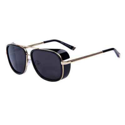 Vintage Designer Ironman 3 Matsuda Tony Style Steampunk Sunglasses - GOLD FRAME BLACK